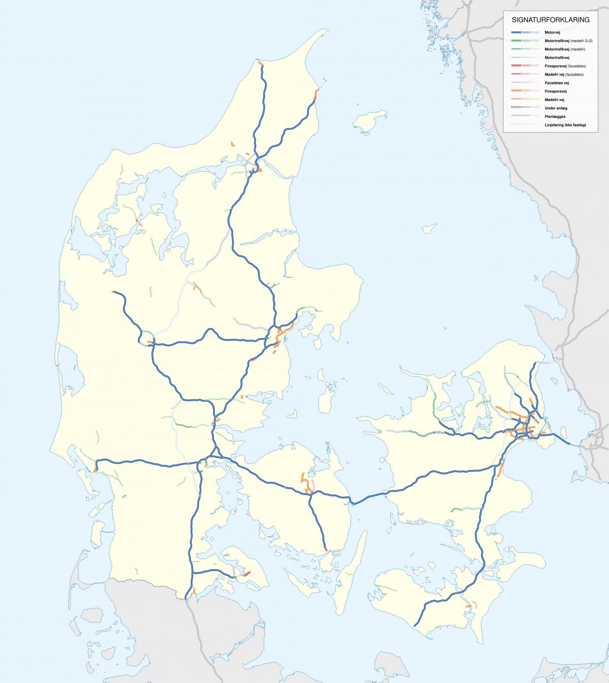 Карта автомобильных дорог Дании